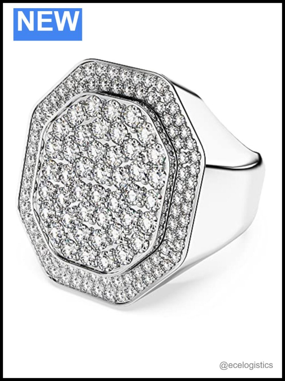 Swarovski Dextera Cocktail Ring Octagonal Crystal Pave Size 6